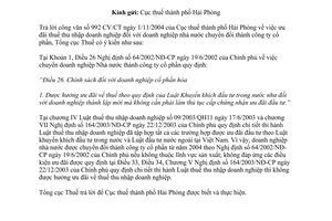 Công văn 181TCT-PCCS ưu đãi thuế thu nhập doanh nghiệp doanh nghiệp nhà nước chuyển đổi thành công ty cổ phần