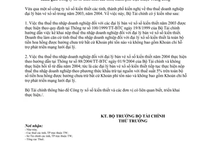 Công văn 594/TC-TCNH thu thuế thu nhập doanh nghiệp đại lý bán vé xổ số