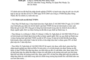 Công văn 623/TC-CST chính sách thuế thu nhập doanh nghiệp