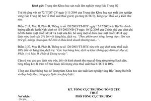 Công văn 372TCT/DNNN thuế suất thuế giá trị gia tăng (GTGT)