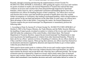 Official Dispatch No. 304 TCT/DNK, On tax collection in the circulation stage