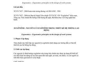 Tiêu chuẩn Việt Nam TCVN 7437:2004 (ISO 6385 : 1981) về Ecgônômi - Nguyên lý Ecgônômi trong thiết kế hệ thống lao động do Bộ Khoa học và Công nghệ ban hành
