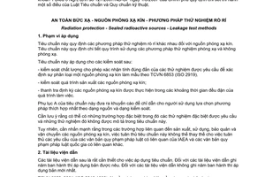 Tiêu chuẩn quốc gia TCVN 7443:2004 (ISO 9978: 1992) về An toàn bức xạ - Nguồn phóng xạ kín - Phương pháp thử nghiệm rò rỉ