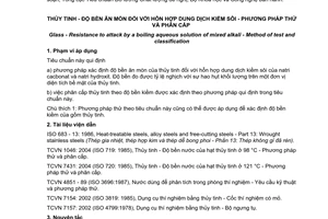 Tiêu chuẩn quốc gia TCVN 1047:2004 (ISO 695: 1991) về Thuỷ tinh - Độ bền ăn mòn đối với hỗn hợp dung dịch kiềm sôi - Phương pháp thử và phân cấp