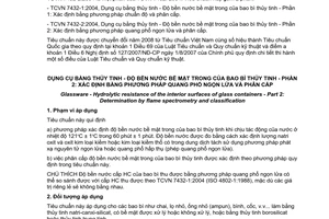 Tiêu chuẩn quốc gia TCVN 7432-2:2004 (ISO 4802-2:1988) về Dụng cụ bằng thuỷ tinh - Độ bền nước bề mặt trong của bao bì thuỷ tinh - Phần 2: Xác định bằng phương pháp quang phổ ngọn lửa và phân cấp