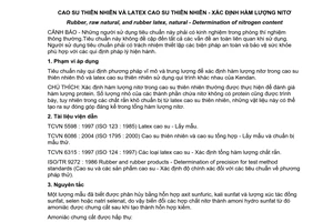 Tiêu chuẩn Việt Nam TCVN 6091:2004 (ISO 1656 : 1996) về Cao su thiên nhiên và latex cao su thiên nhiên - Xác định hàm lượng nitơ do Bộ Khoa học và Công nghệ ban hành