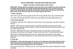 Tiêu chuẩn Việt Nam TCVN 6089:2004 (ISO 249 : 1995) về Cao su thiên nhiên - Xác định hàm lượng chất bẩn do Bộ Khoa học và Công nghệ ban hành