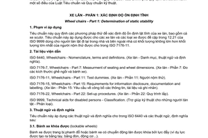 Tiêu chuẩn quốc gia TCVN 7444-1:2004 (ISO 7176-1:1999) về Xe lăn - Phần 1: Xác định độ ổn định tĩnh