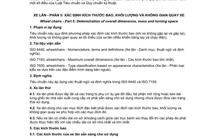 Tiêu chuẩn quốc gia TCVN 7444-5:2004 (ISO 7176-5:1986) về Xe lăn - Phần 5: Xác định kích thước bao, khối lượng và không gian quay xe