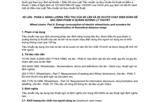 Tiêu chuẩn quốc gia TCVN 7444-4:2004 (ISO 7176-4:1997) về Xe lăn - Phần 4: Năng lượng tiêu thụ của xe lăn và xe scutơ chạy điện dùng để xác định phạm vi quãng đường lý thuyết