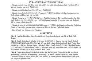 Quyết định 01/2005/QĐ-UBBT Quy định giá các loại đất Bình Thuận