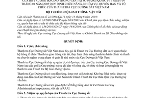 Quyết định 01/2005/QĐ-BGTVT chức năng, nhiệm vụ, quyền hạn tổ chức Thanh tra Cục Đường sắt Việt Nam