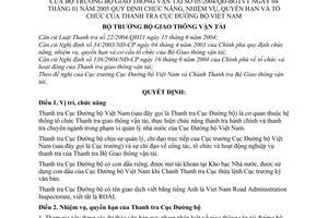 Quyết định 05/2005/QĐ-BGTVT chức năng, nhiệm vụ, quyền hạn tổ chức Thanh tra Cục Đường bộ Việt Nam