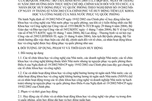 Thông tư liên tịch  01/2005/TTLT-BQP-BTC  hướng dẫn thực hiện chế độ, chính sách đối với tổ chức, cá nhân được huy động phục vụ quốc phòng