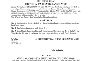 Quyết định 01/2005/QĐ-UBCK Quy trình bán đấu giá cổ phần tại Trung tâm Giao dịch Chứng khoán