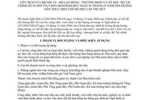 Thông tư liên tịch 10/2005/TTLT-BNV-BLĐTBXH-BTC  hướng dẫn thực hiện chế độ phụ cấp thu hút