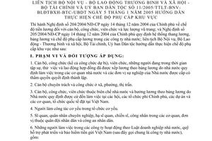 Thông tư liên tịch 11/2005/TTLT-BNV-BLĐTBXH-BTC-UBDT hướng dẫn chế độ phụ cấp khu vực