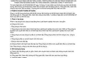 Thông tư 08/2005/TT-BLĐTBXH chế độ tiền lương thưởng trách nhiệm thành viên HĐQT TGĐ GĐ công ty NN hướng dẫn thực hiện Nghị định 207/2004/NĐ-CP