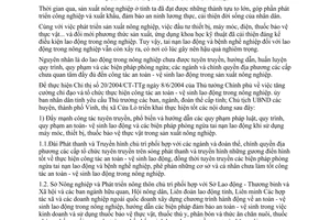 Chỉ thị 02/2005/CT-UB công tác an toàn vệ sinh lao động trong nông nghiệp Nghệ An