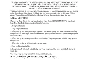 Thông tư 05/2005/TT-BLĐTBXH hướng dẫn chế độ phụ cấp lưu động công ty nhà nước theo Nghị định 205/2004/NĐ-CP
