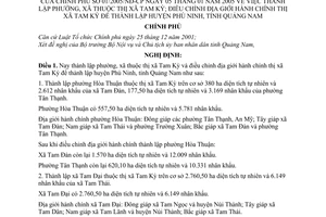 Nghị định 01/2005/NĐ-CP thành lập phường xã thuộc thị xã Tam Kỳ điều chỉnh địa giới hành chính để thành lập huyện Phú Ninh tỉnh Quảng Nam