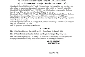 Quyết định 02/2005/QĐ-BNN  quản lý gấu nuôi nhốt