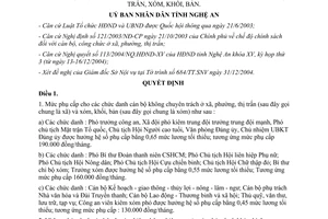 Quyết định 01/2005/QĐ-UBND phụ cấp cho cán bộ không chuyên trách xã phường Nghệ An