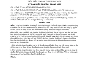 Quyết định 02/2005/QĐ-UB bảng giá chuẩn tối thiểu xây dựng nhà lệ phí trước bạ Quảng Nam