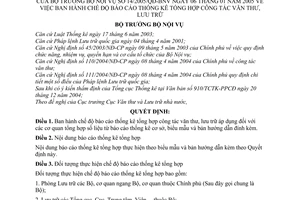 Quyết định 14/2005/QĐ-BNV chế độ báo cáo thống kê tổng hợp công tác văn thư, lưu trữ