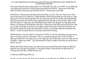 Chỉ thị 03/2005/CT-UBND thực hiện đúng quy hoạch sử dụng đất Huế