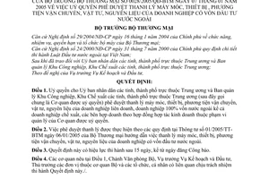 Quyết định 0028/2005/QĐ-BTM uỷ quyền phê duyệt thanh lý máy móc, phương tiện vận chuyển, vật tư, nguyên liệu doanh nghiệp vốn đầu tư nước ngoài