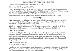 Quyết định 41/2005/QĐ-UB thành lập chức năng nhiệm vụ quyền hạn cơ cấu Viện