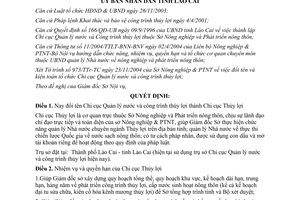Quyết định 06/2005/QĐ-UB kiện toàn Chi cục Quản lý nước công trình thủy lợi Lào Cai