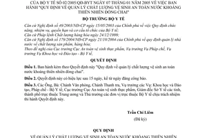 Quyết định 02/2005/QĐ-BYT quản lý chất lượng vệ sinh an toàn nước khoáng thiên nhiên đóng chai