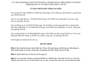 Quyết định 04/2005/QĐ-UB quy chế tuyển dụng tập sự điều động quản lý cán bộ công chức Lai Châu