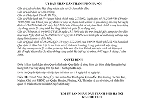 Quyết định 02/2005/QĐ-UB  thực hiện biện pháp giảm bụi trong xây dựng địa bàn Hà Nội