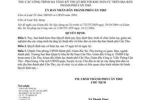 Quyết định 01/2005/QĐ-UB kiểm tra giám sát nghiệm thu công trình hạ tầng kỹ thuật khu dân cư Cần Thơ