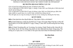 Quyết định 08/2005/QĐ-BGTVT  bến xe ôtô khách
