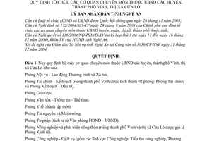 Quyết định 05/2005/QĐ-UB-SNV tổ chức cơ quan chuyên môn thuộc UBND huyện, thành phố Vinh, thị xã Cửa Lò