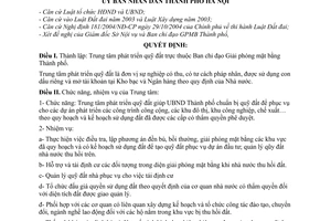 Quyết định 03/2005/QĐ-UB thành lập Trung tâm phát triển quỹ đất