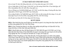 Quyết định 02/2005/QĐ-UB Điều lệ quản lý xây dựng quy hoạch Khu công nghiệp Mỹ Tho Tiền Giang