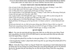Quyết định 04/2005/QĐ-UB giao dự toán kinh phí hoạt động năm 2005 cho Đội trật tự giao thông Thanh niên xung phong