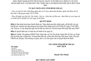 Quyết định 03/2005/QĐ-UBBT chế độ Bổ túc văn hóa xây dựng đội ngũ cán bộ dân tộc thiểu số đến 2005 Bình Thuận