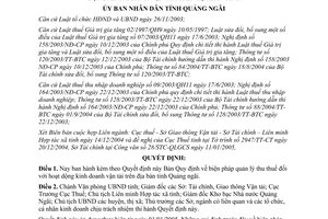 Quyết định 06/2005/QĐ-UBND quản lý thu thuế kinh doanh vận tải Quảng Ngãi
