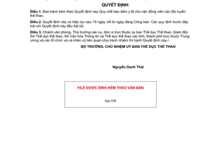 Quyết định 44/2005/QĐ-UBTDTT quy chế bảo đảm y tế vận động viên đội tuyển thể thao