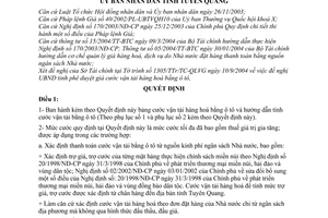 Quyết định 02/2005/QĐ-UB giá cước vận tải hàng hoá bằng ô tô