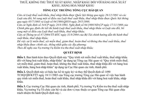 Quyết định 58 TCHQ/QĐ/KTTT  quy trình miễn xét miễn giảm hoàn thuế không thu thuế xuất nhập khẩu hàng hoá XNK