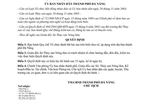 Quyết định 06/2005/QĐ-UB Quy chế Tổ chức đánh bắt hải sản trên biển