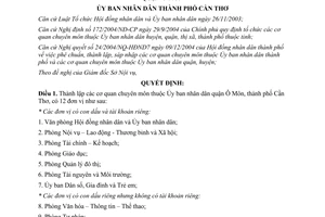 Quyết định 05/2005/QĐ-UB thành lập cơ quan chuyên môn thuộc UBND quận Ô Môn