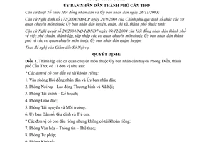 Quyết định 07/2005/QĐ-UB thành lập cơ quan chuyên môn thuộc UBND Phong Điền